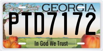 GA license plate PTD7172