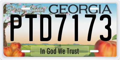 GA license plate PTD7173