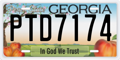 GA license plate PTD7174