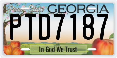 GA license plate PTD7187
