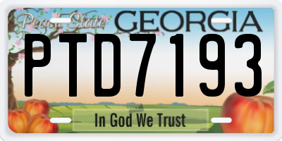 GA license plate PTD7193