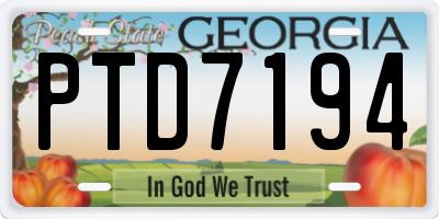 GA license plate PTD7194