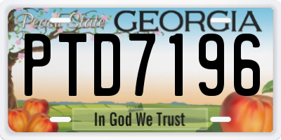 GA license plate PTD7196