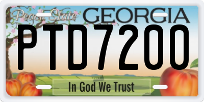 GA license plate PTD7200
