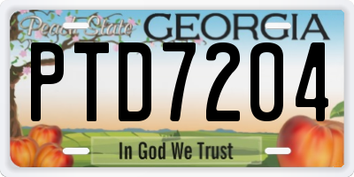 GA license plate PTD7204
