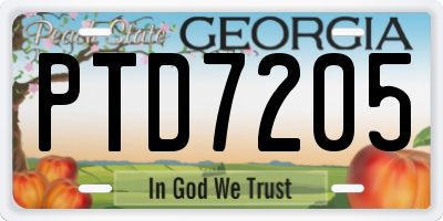 GA license plate PTD7205