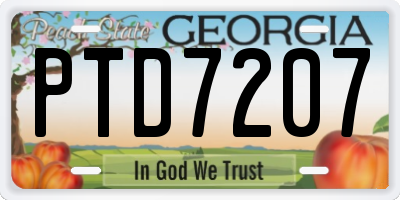 GA license plate PTD7207