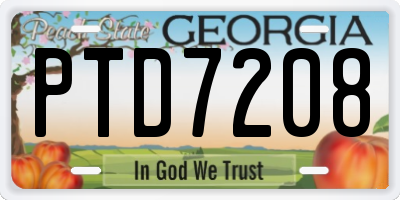 GA license plate PTD7208