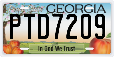 GA license plate PTD7209