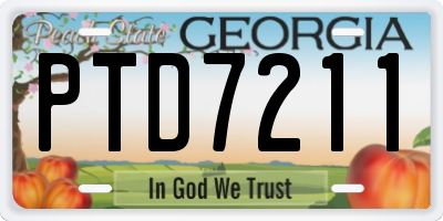 GA license plate PTD7211