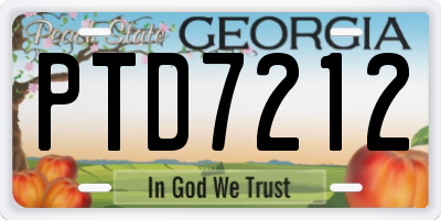 GA license plate PTD7212