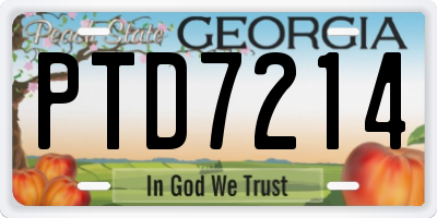 GA license plate PTD7214