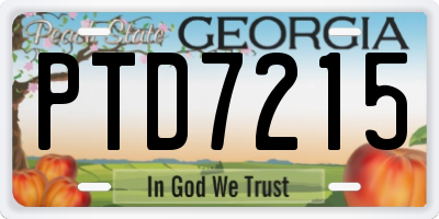 GA license plate PTD7215