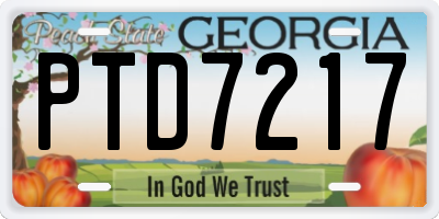 GA license plate PTD7217