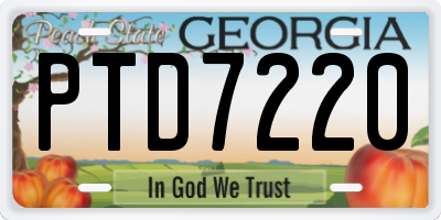 GA license plate PTD7220