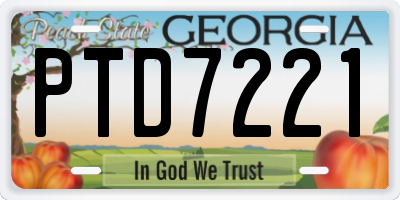 GA license plate PTD7221