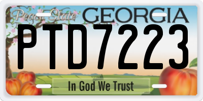 GA license plate PTD7223