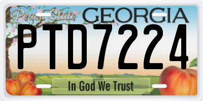 GA license plate PTD7224