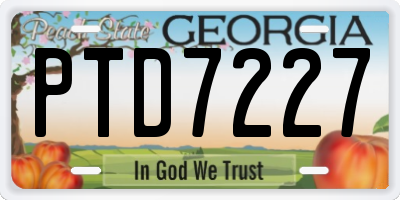 GA license plate PTD7227