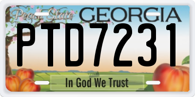 GA license plate PTD7231