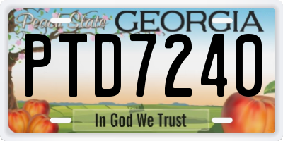 GA license plate PTD7240
