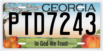 GA license plate PTD7243