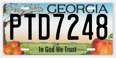 GA license plate PTD7248