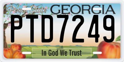 GA license plate PTD7249