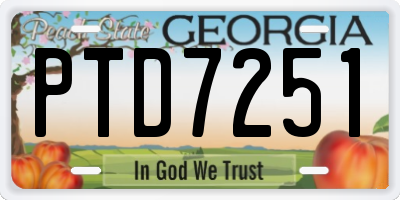 GA license plate PTD7251