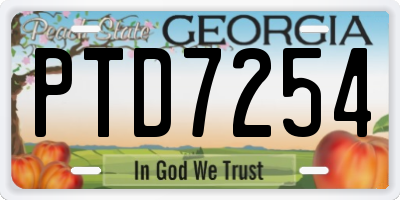 GA license plate PTD7254