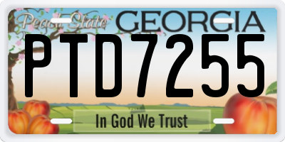 GA license plate PTD7255