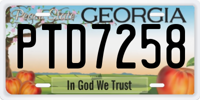 GA license plate PTD7258
