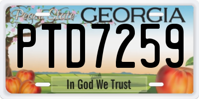 GA license plate PTD7259