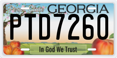 GA license plate PTD7260
