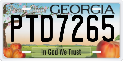 GA license plate PTD7265