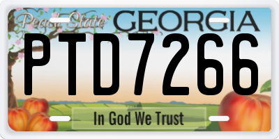 GA license plate PTD7266