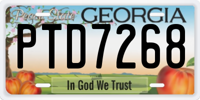 GA license plate PTD7268