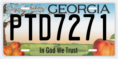 GA license plate PTD7271