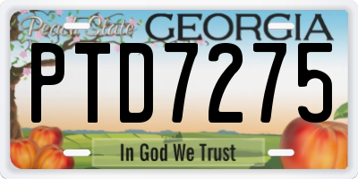 GA license plate PTD7275