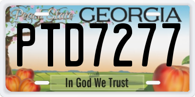 GA license plate PTD7277