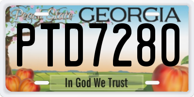 GA license plate PTD7280