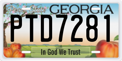 GA license plate PTD7281