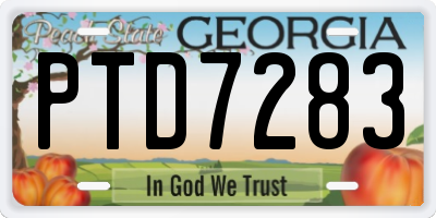 GA license plate PTD7283