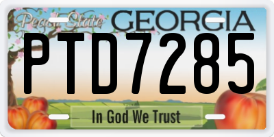 GA license plate PTD7285