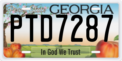 GA license plate PTD7287