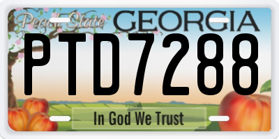GA license plate PTD7288