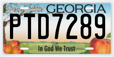 GA license plate PTD7289