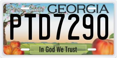 GA license plate PTD7290