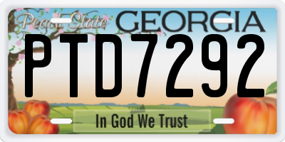 GA license plate PTD7292