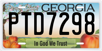 GA license plate PTD7298
